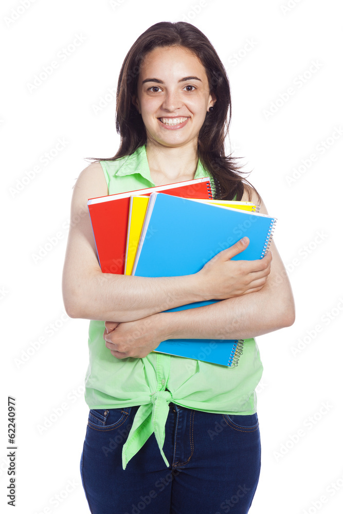 Portrait of beautiful young student girl, isolated on white Portrait of beautiful young student girl, isolated on white