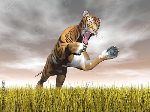Quadro em tela Tiger hunting - 3D render