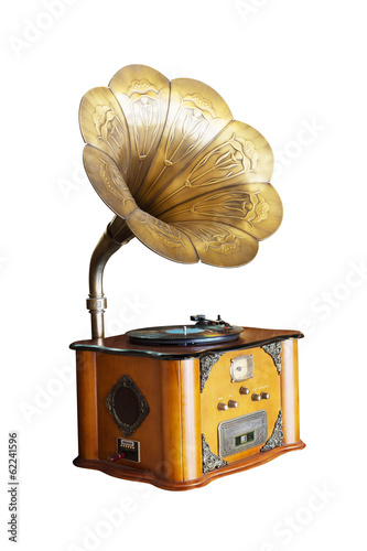 isolated phonograph in white background
