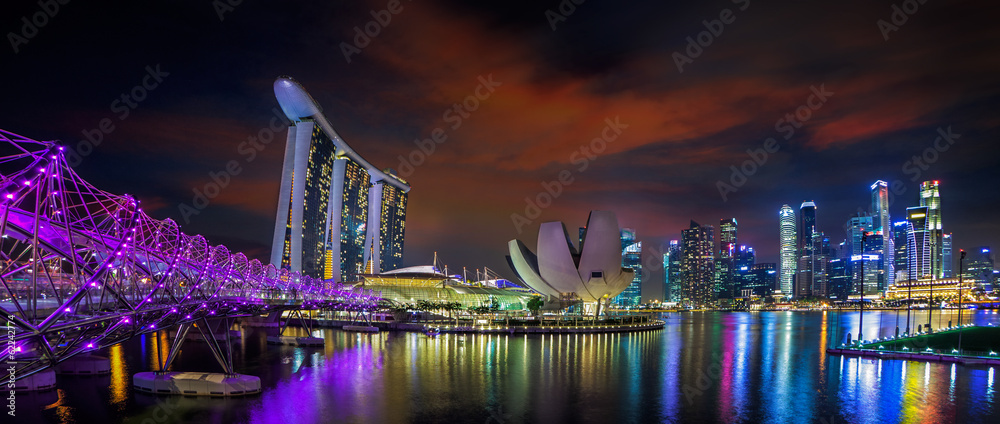 Naklejka premium Krajobraz miasta Singapuru