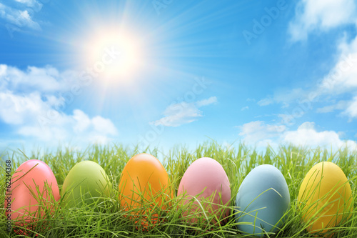 Easter eggs in grass