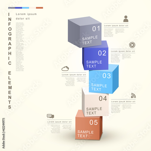 Canvas Print abstract 3d cube tower infographics