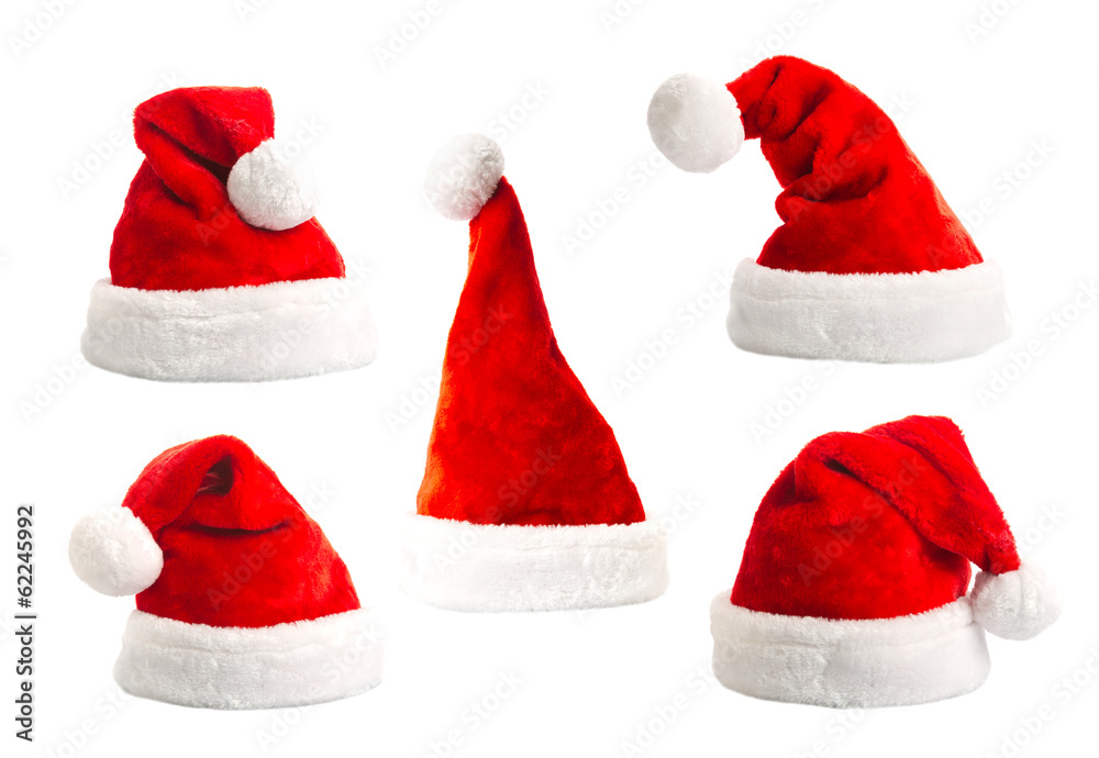Set of santa hat isolated on white Set of santa hat isolated on white