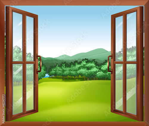 A window with a good view of the beautiful gift of nature