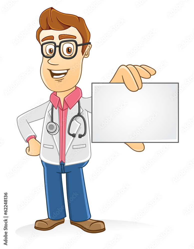 Doctor showing blank card on his hand Doctor showing blank card on his hand