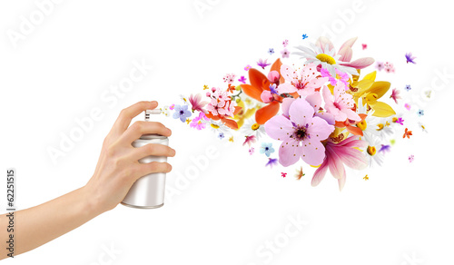 Flower-scented room sprays and flowers from inside