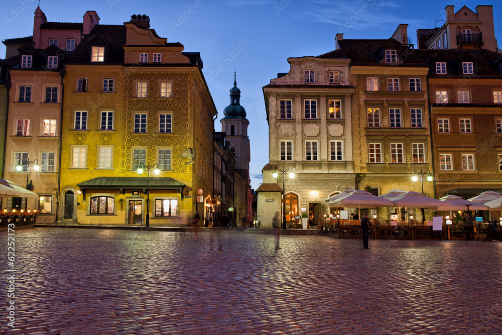 Old Town of Warsaw in the Evening