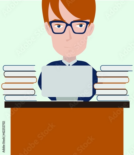 Business expert working on laptop