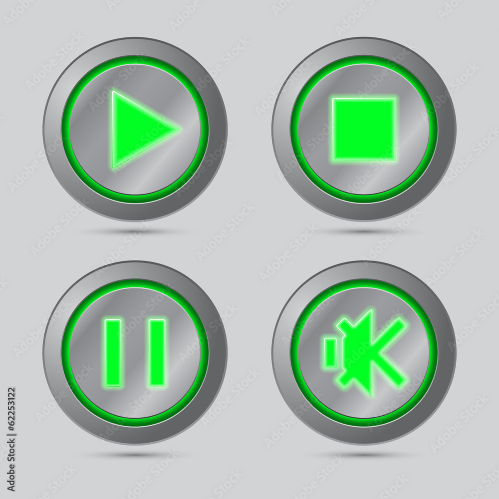 Green color media player button Green color media player button