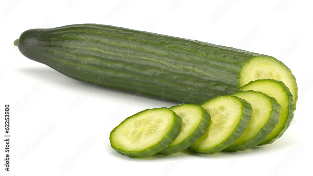 Fresh cucumber isolated on white background
