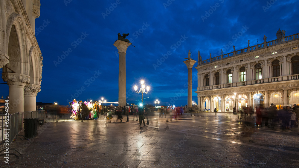 Tourists in San Marco square during Carnival of Venice. Italy.