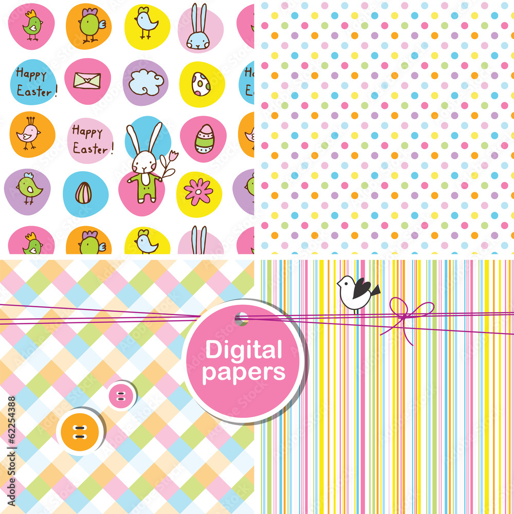 Easter cute seamless patterns