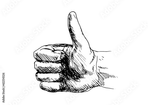 Hand drawing a hand with thumbs-up. Vector illustration
