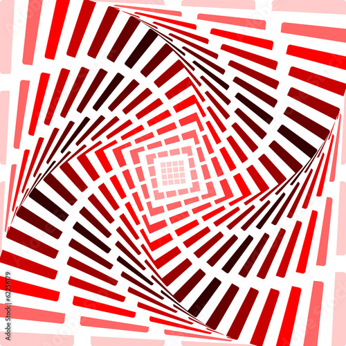 Design red twirl movement illusion background. Abstract strip to