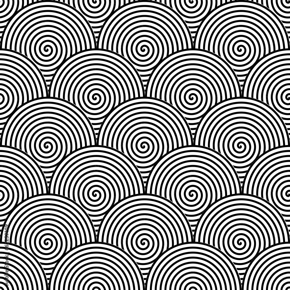 Design seamless monochrome twirl pattern. Monochrome geometric e Design seamless monochrome twirl pattern. Monochrome geometric e