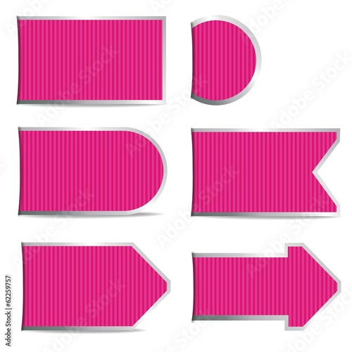 leere Schlider, Etiketten, Aufkleber in pink