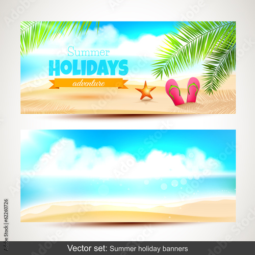 Vector set of summer holiday horizontal banners