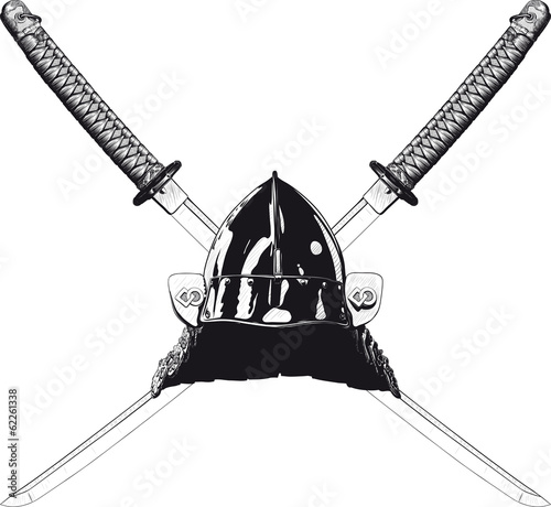 Japanese katana and helmet