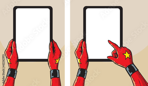 Super Heroine with tablet