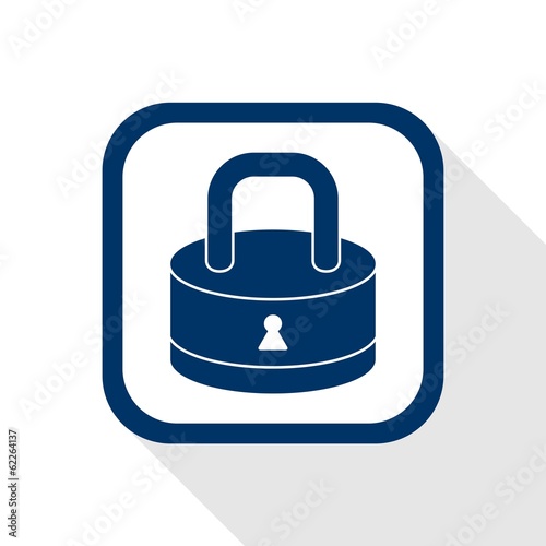 square blue icon lock with long shadow
