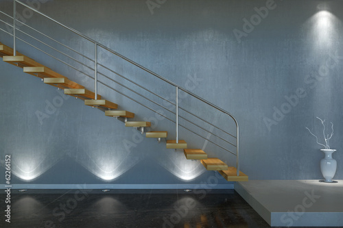 Moder stair from wood and metal Fototapeta