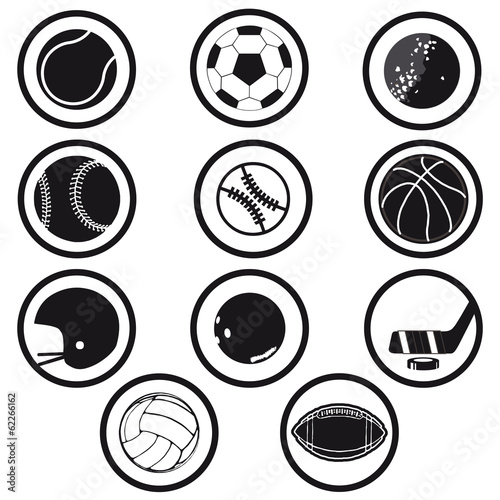 sports icons black and white vector