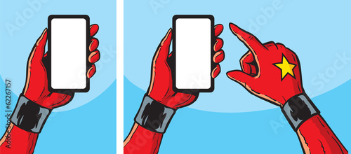 Superheroine with smartphone