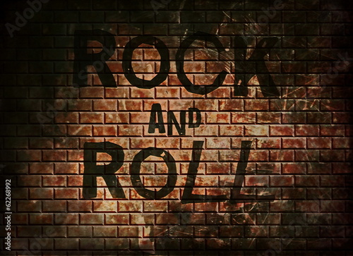 Rock and roll music word on red wall background #62268992