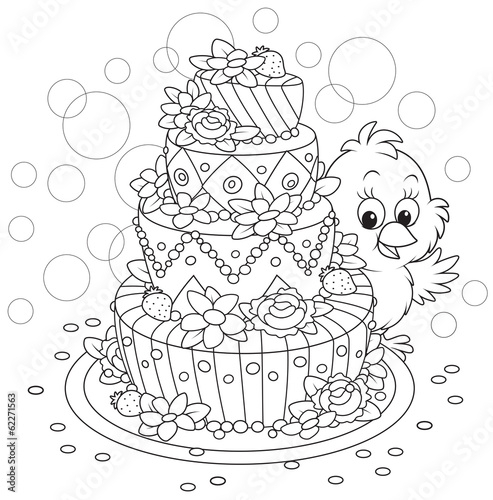 Little Chick with a cake