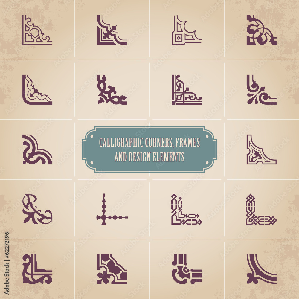 Calligraphic corners, frames and design elements