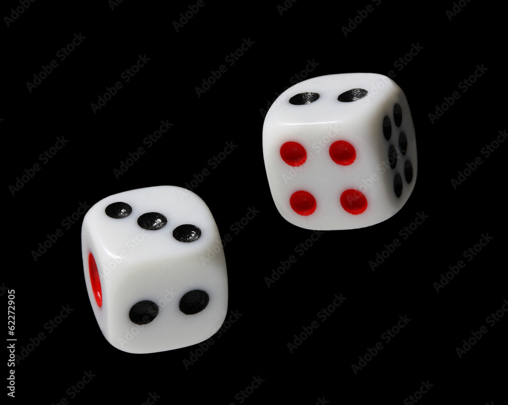 white dice falling