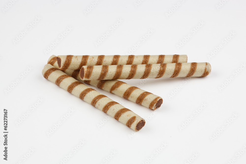 three cookies in form tube with the caramel filling three cookies in form tube with the caramel filling
