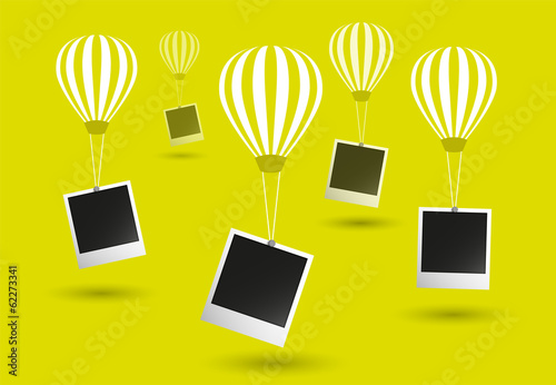 picture frame hanging on the end of a hot air balloon