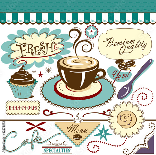 Vector Art Collection Hot Cafe Coffee Shop Sweet Elements