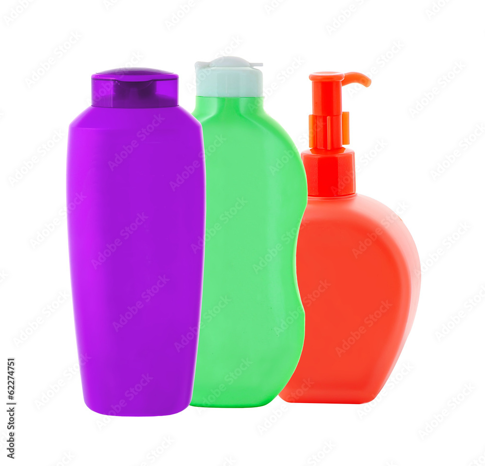 Color Shampoo and Soap Bottles isolated on white Color Shampoo and Soap Bottles isolated on white