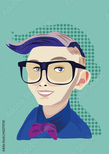 stylish smart guy with big nerd glasses