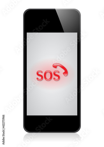 Smartphone mit rotem SOS- und Telefonsymbol – Vektor