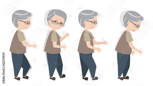 Old man with Parkinson's symptoms difficult walking