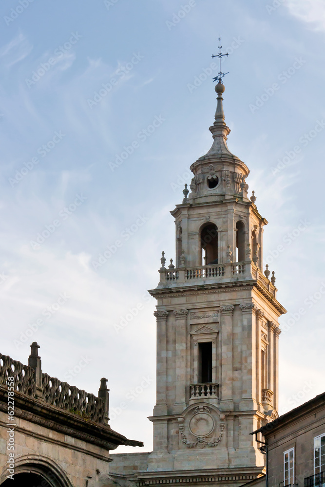 Tower of Lugo's Cathedral in the sky