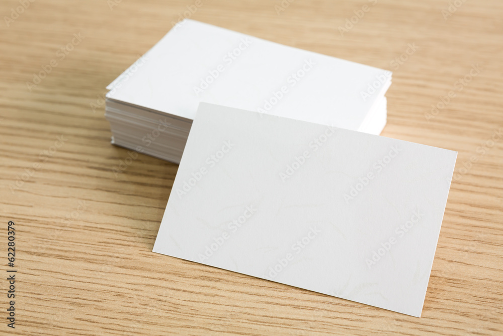 Business cards on wood table Business cards on wood table
