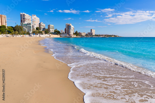 Fototapeta Naklejka Na Ścianę i Meble -  Alicante San Juan beach of La Albufereta with palms trees