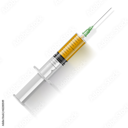 Syringe with yellow liquid