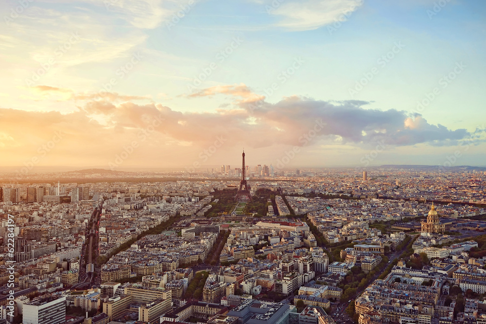 Paris - panoramic view of the Eiffel Tower