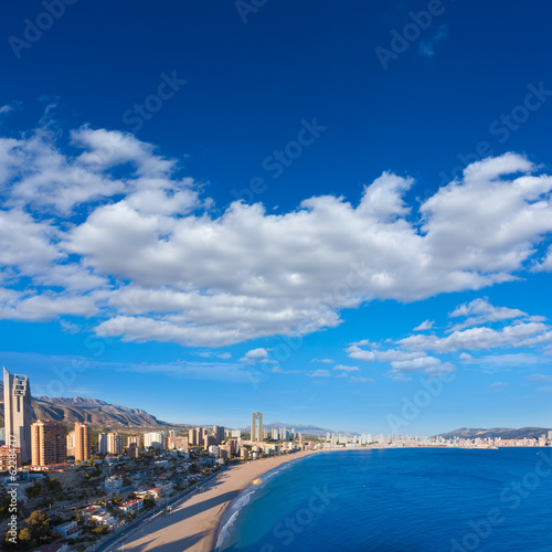 Benidorm alicante skyline aerial view of Poniente beach