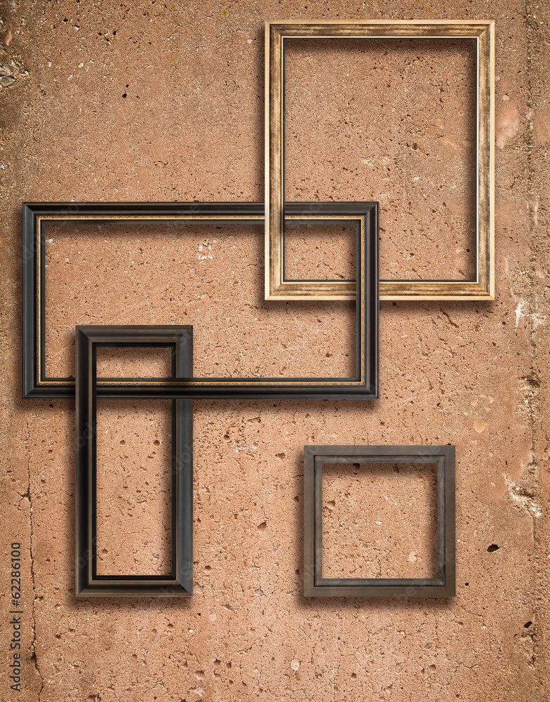 Concrete texture and wooden frames. Concrete texture and wooden frames.