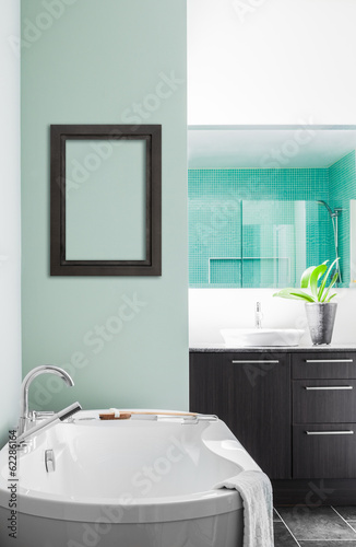 Modern Bathroom using soft Green Pastel Colors