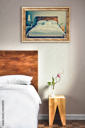 Clean and Modern Bedroom with fun Canvas on the Wall