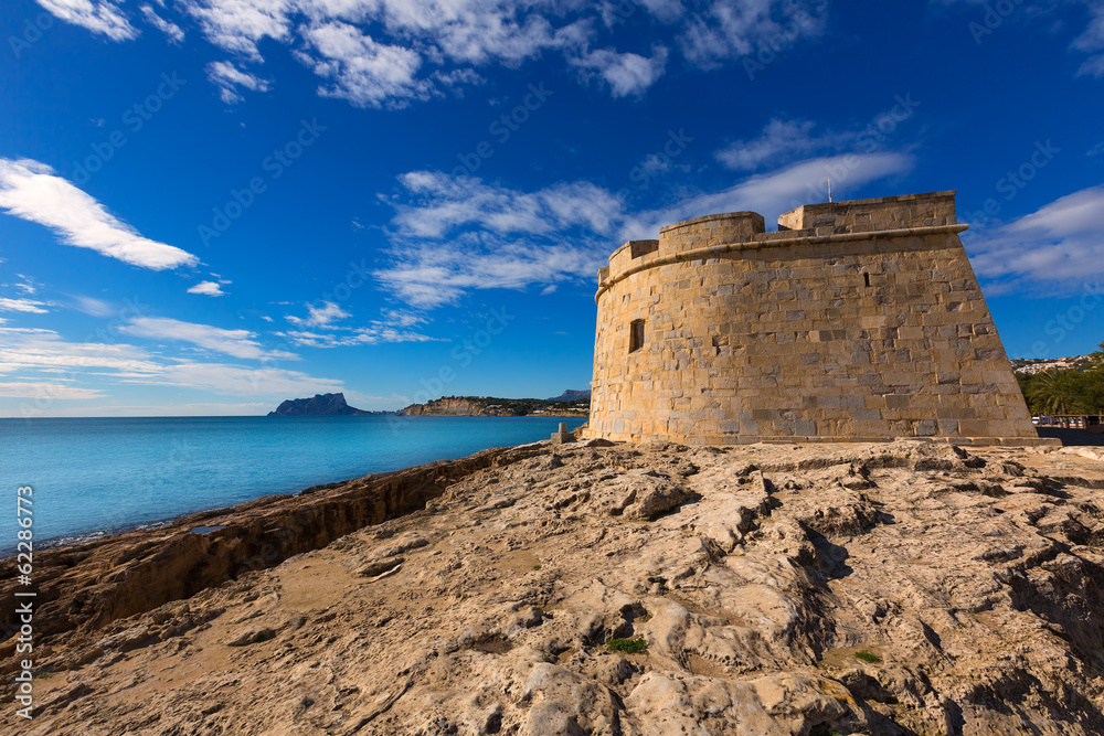Moraira Castle in teulada beach at Mediterranean Alicante