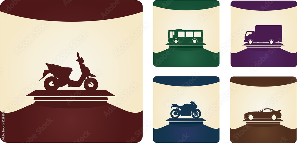 Vehicles icons for driving license Vehicles icons for driving license