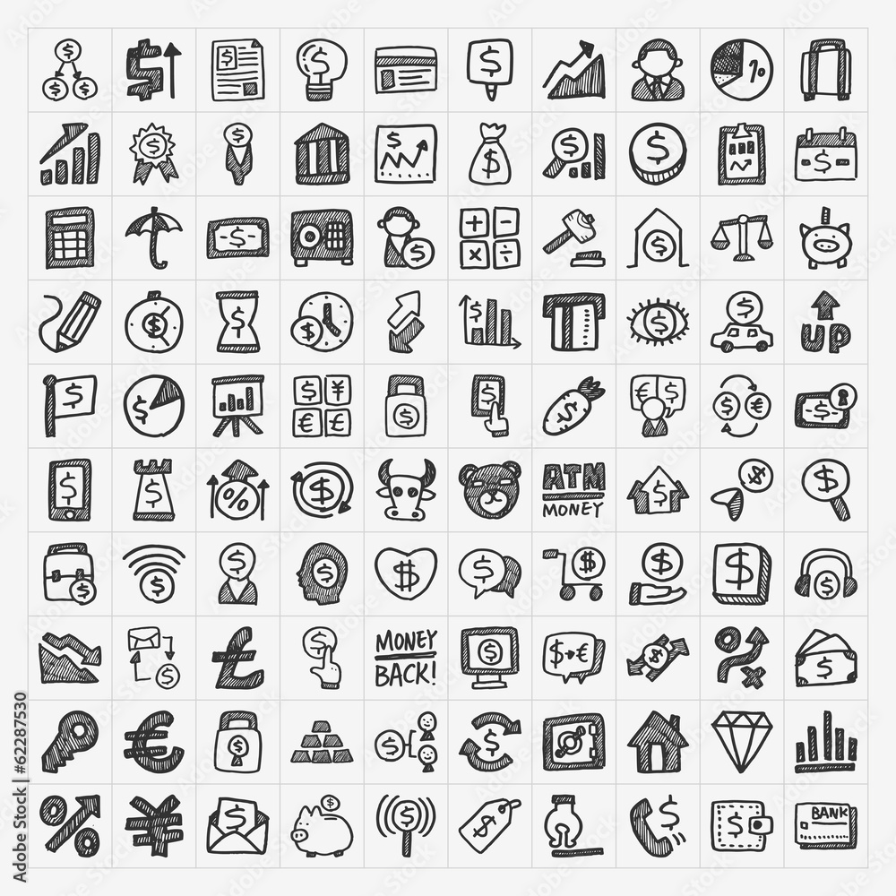 doodle financial icons doodle financial icons